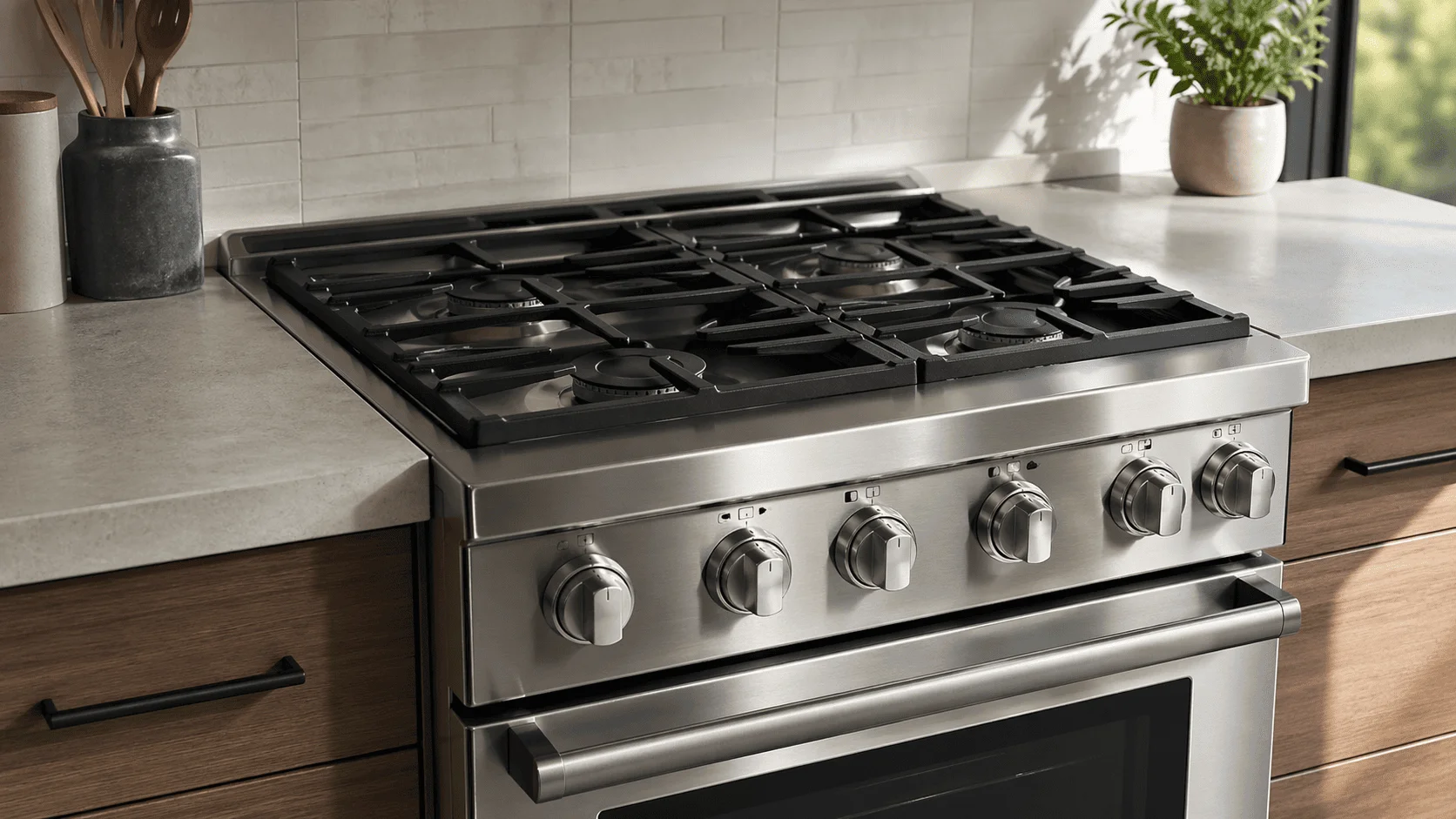 Stainless steel stove being repaired by a certified technician in Markham