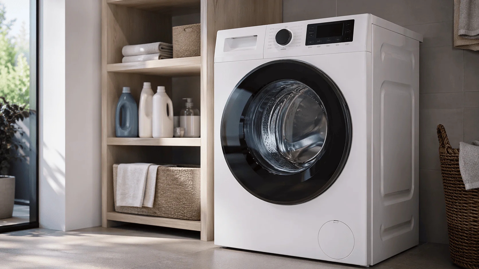 Front-load washing machine being repaired by a technician in Markham